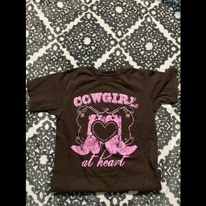 Brown and Pink "Cowgirl at Heart" T-Shirt - 100% Cotton, Size medium